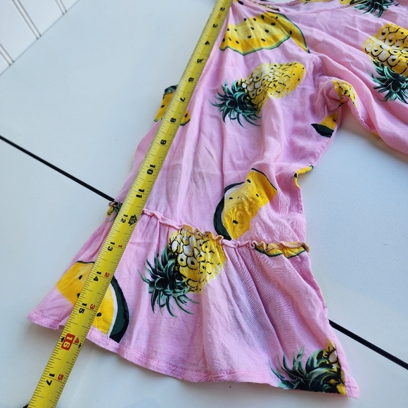 Solitaire Swim Cover Up Dress Pink Yelloe Pinapple Mellon Print Lighweight Sz M - Picture 9 of 11